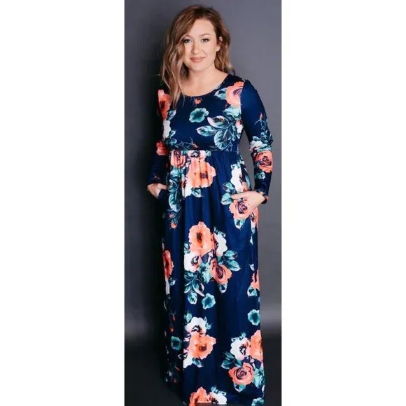 Women's Floral Babydoll Maxi Dress - Shirley Stone S